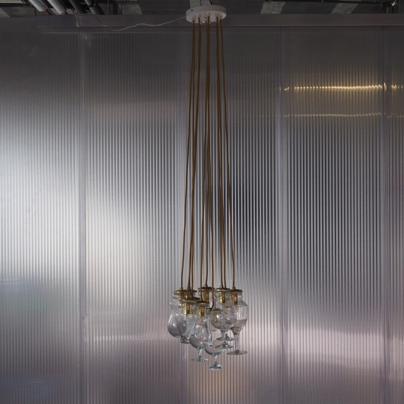 Cascade hanging light with 10 glasses from Durobor factory