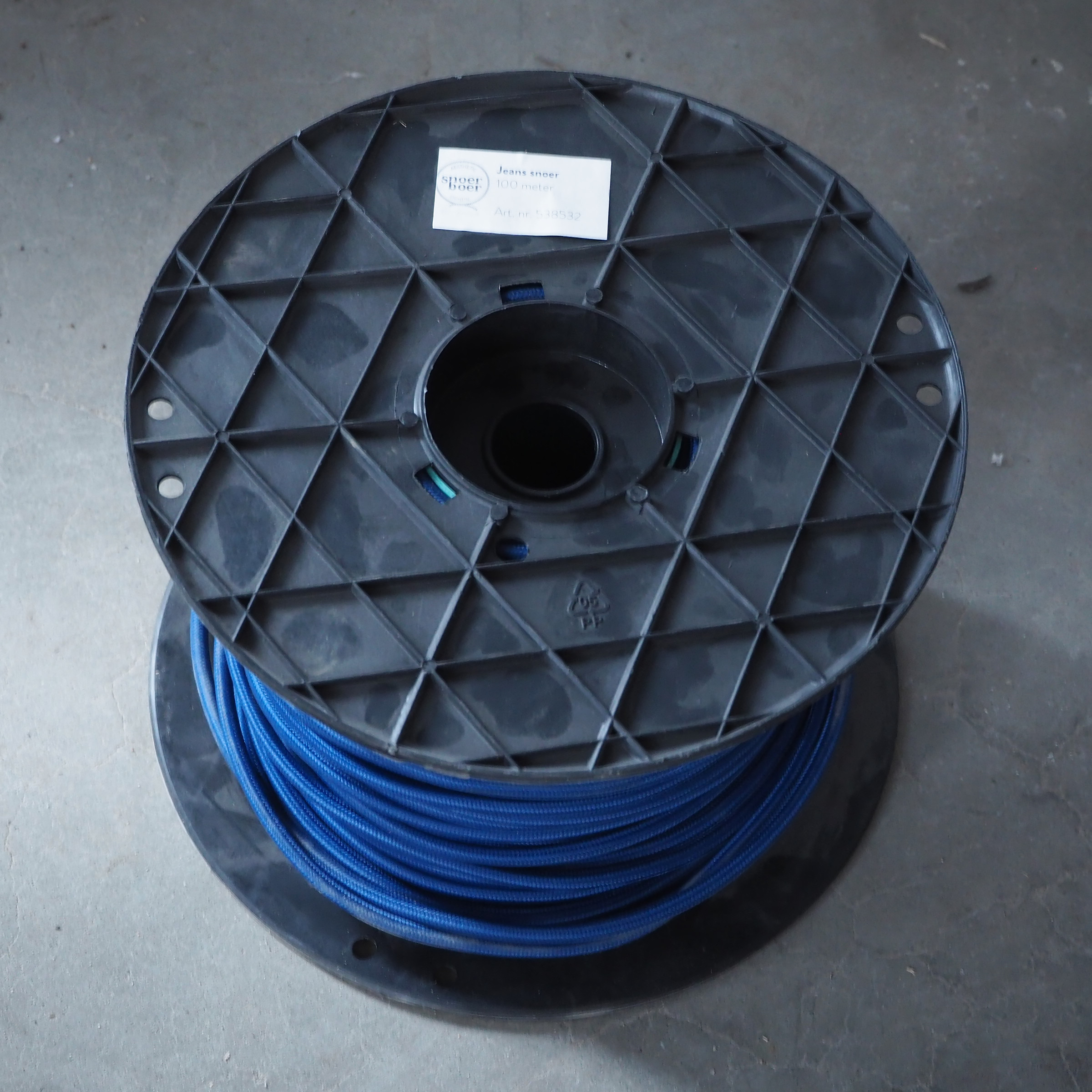 Two-wire electrical cable with blue textile (100 meters)