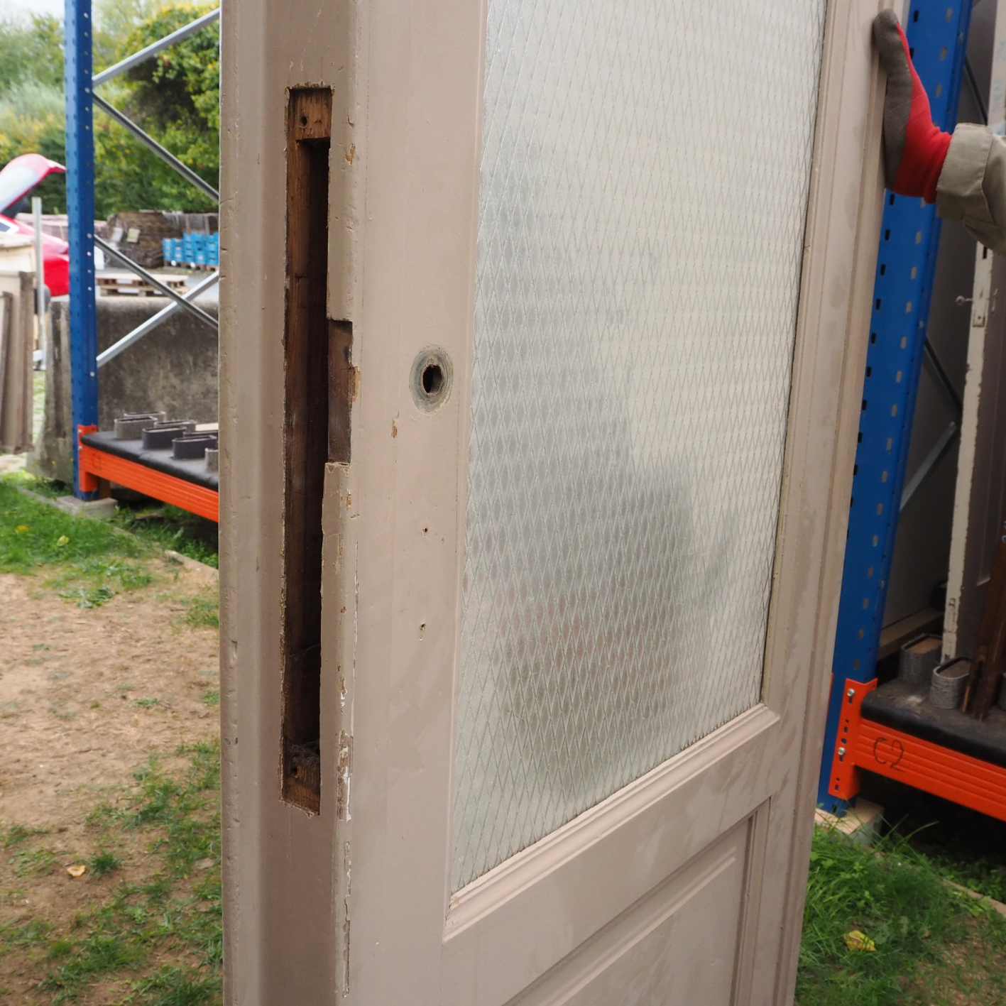 Solid wooden door with glass panels (H. 235,3 cm x W. 74,5 cm) - Right