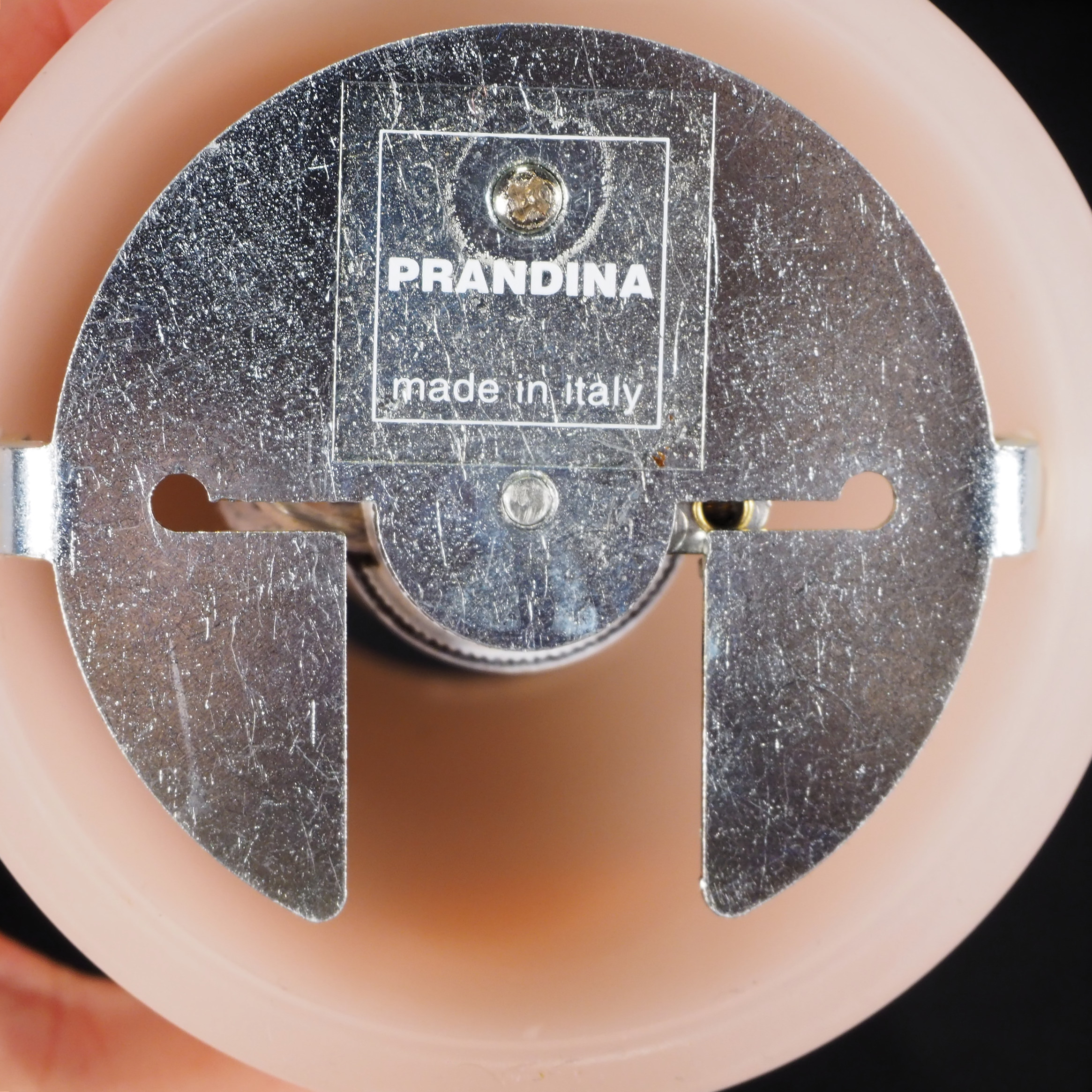 Wall or ceiling light in pink frosted glass by M. Mengotti &amp; S. Prandina for Prandina