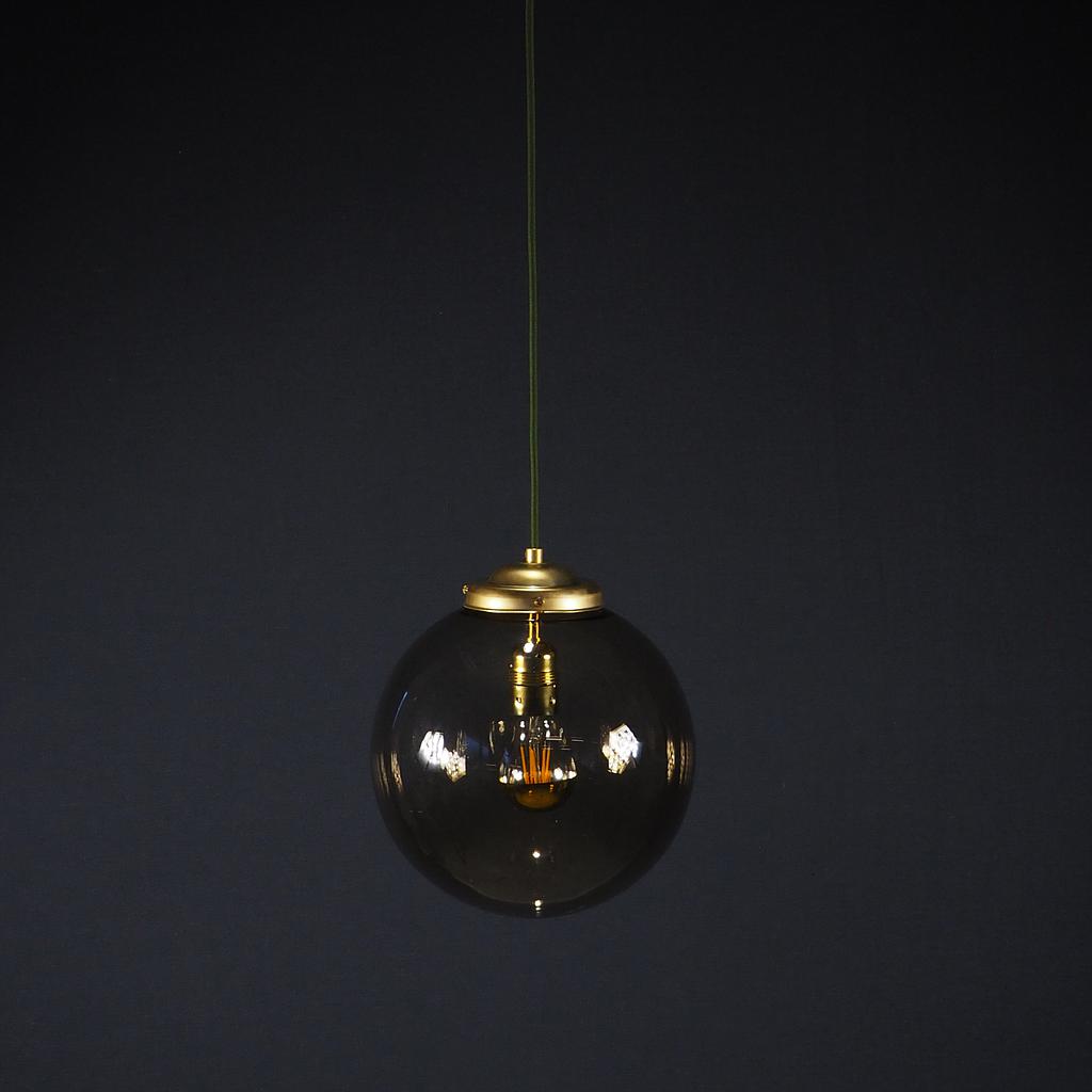 Hanging light with smoked glass shade by Boom factory