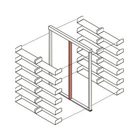 Vertical inner rail for shelf by Moens (Snead) from 'Book Tower' by Henri Van de Velde (ca. 1936) (copy)