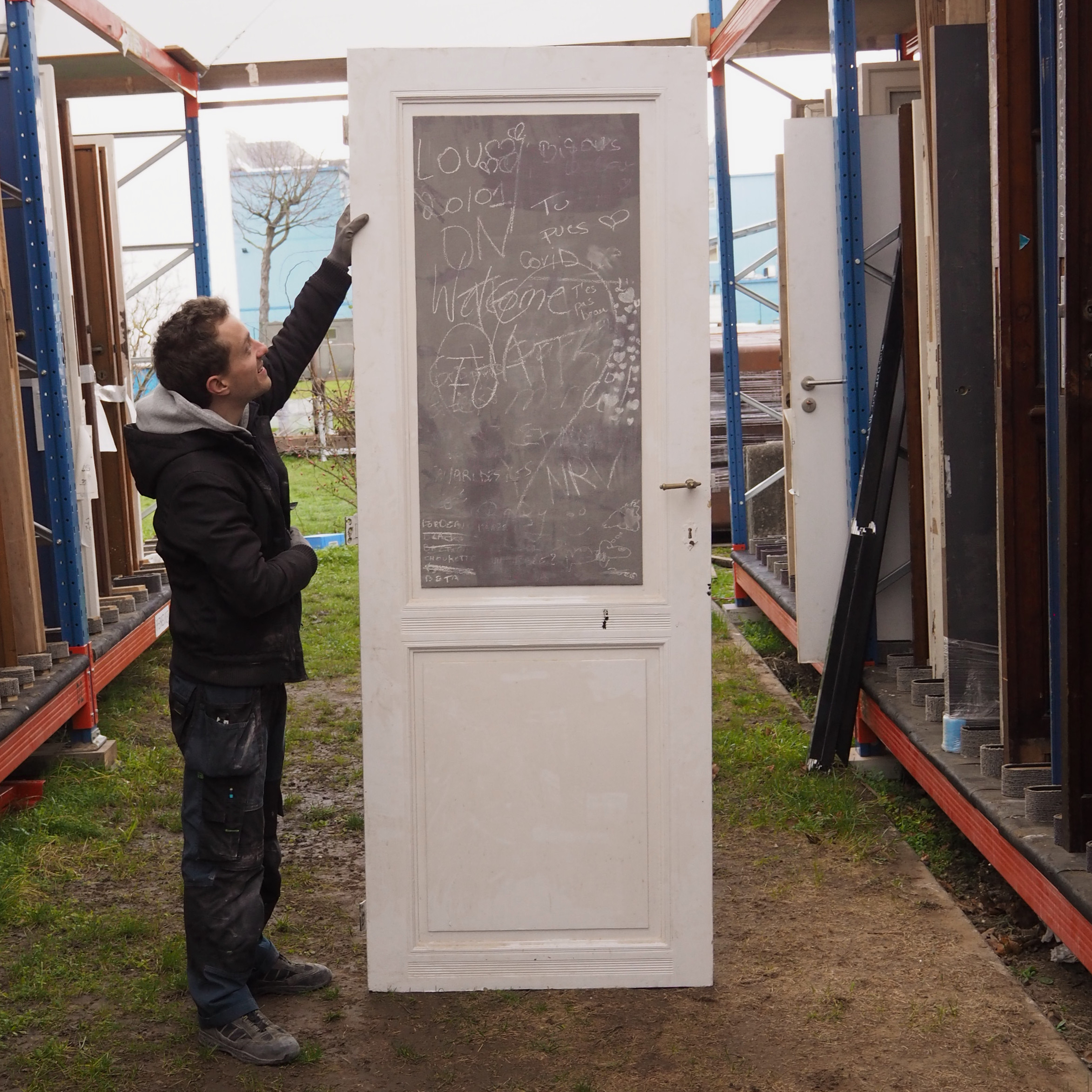 Door in painted wood (H. 221 x W. 82,5 cm) - Left/Right