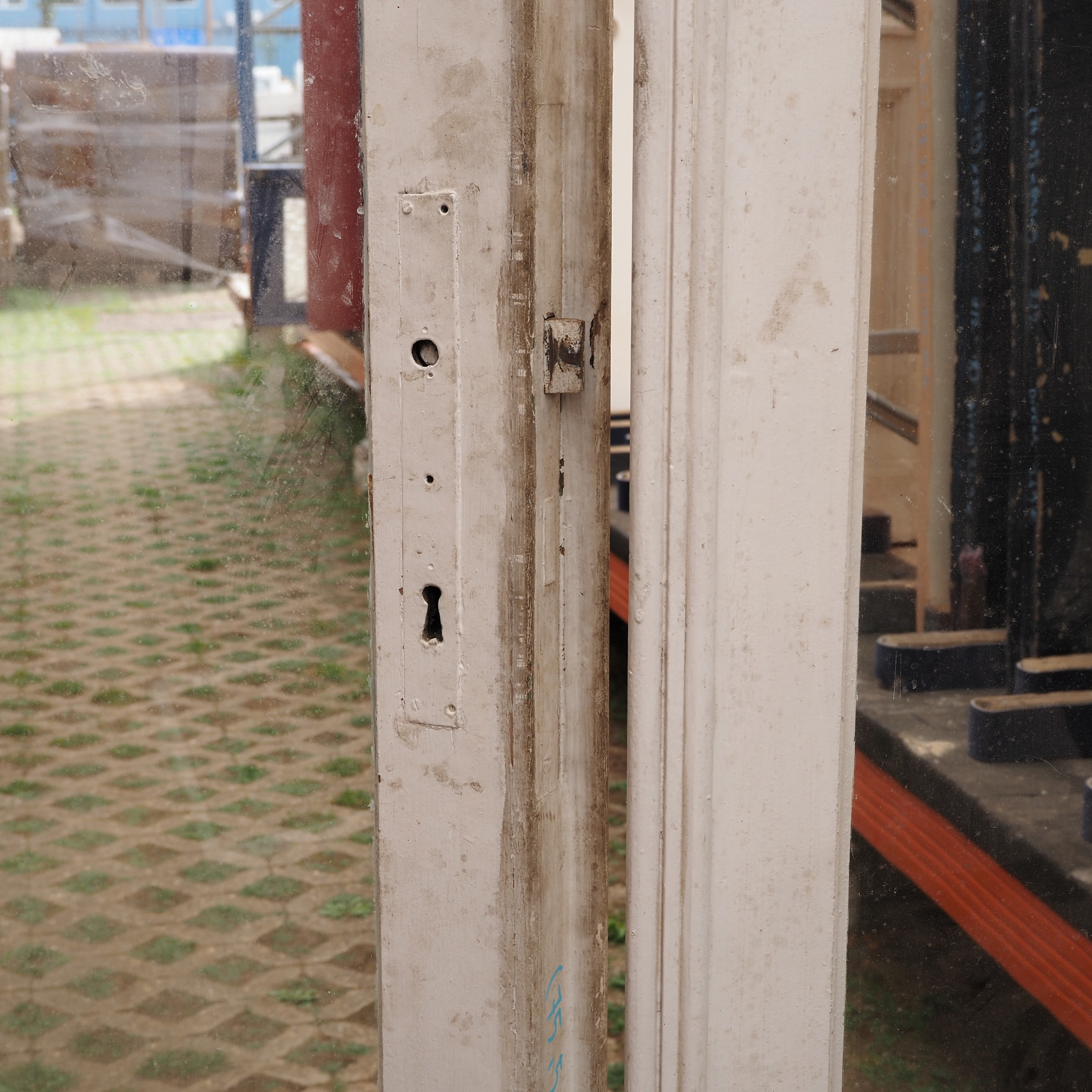 Double door in painted wood &amp; glass (H. 229 x Total W. 151 cm) - Right