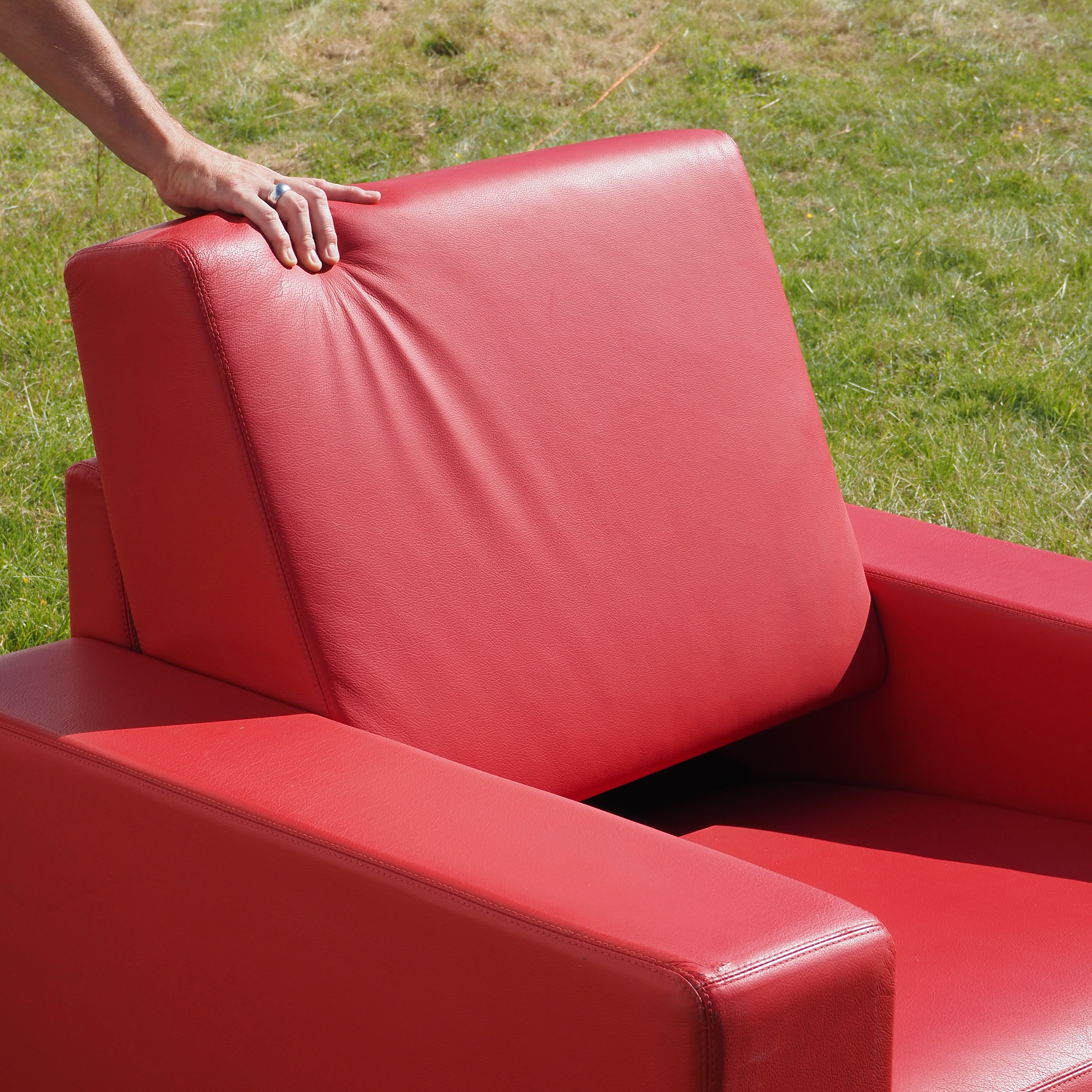 Armchair in simili leather by Dromeas - Red
