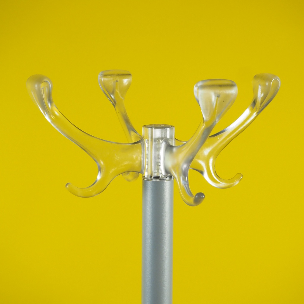 Coat and umbrella rack in powder coated steel and plastic hooks