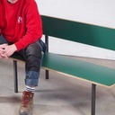 Stackable bench with backrest in plywood and steel