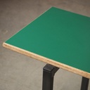 Stackable bench with backrest in plywood and steel