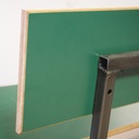 Stackable bench with backrest in plywood and steel