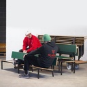 Stackable bench in plywood and steel