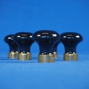 Cabinet knob in black porcelain and brass