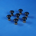 Cabinet knob in black porcelain and brass