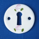 Door handle in brass and porcelain with key rosettes by Linea Bertomani