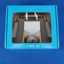 Door handle in brass and porcelain with key rosettes by Linea Bertomani