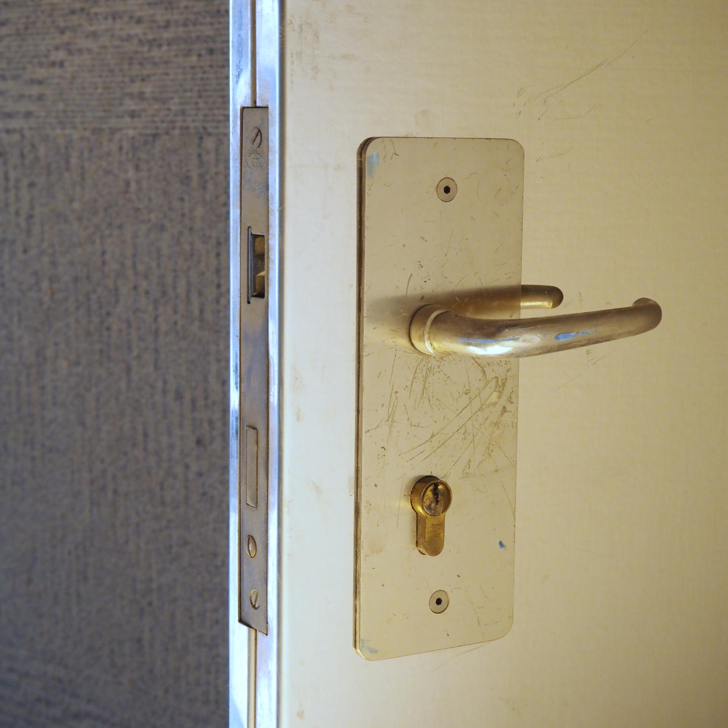 Door in stainless steel with bronze door handles by Jules Wabbes (H. 198 x 53 cm) - Right