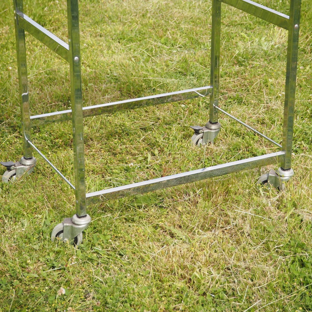 Side table on castors with rods by Röder Sohne, Germany (ca. 1980)