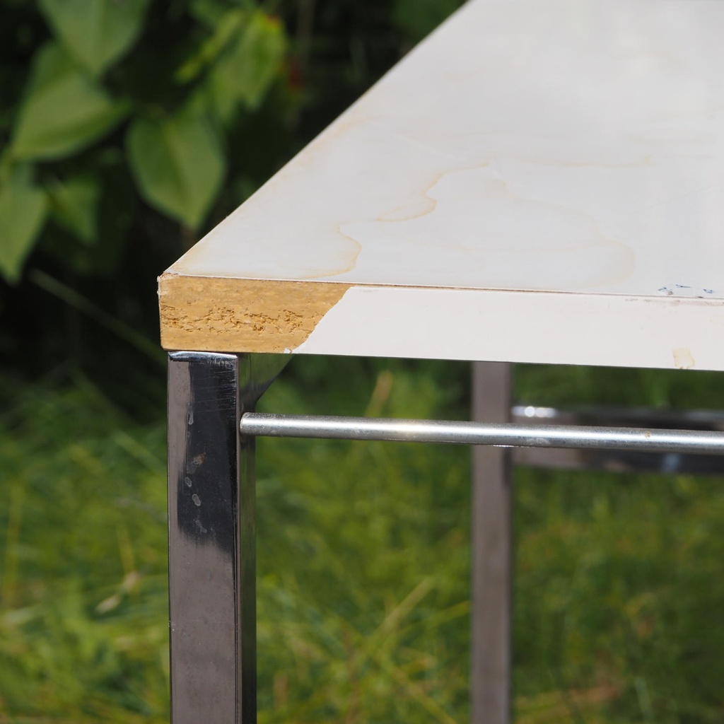 Side table on castors with rods by Röder Sohne, Germany (ca. 1980)
