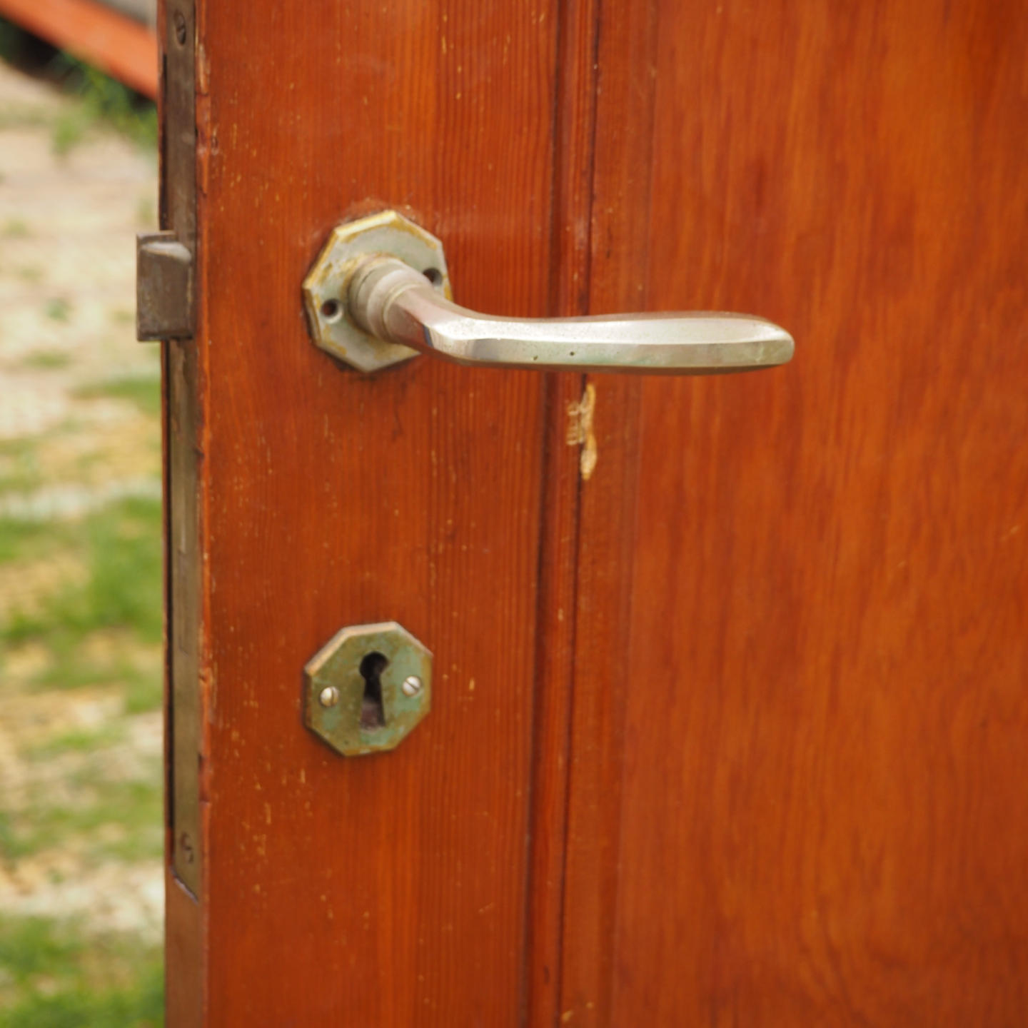 Wooden door with hammered glass panel (H. 204 cm x W. 92,5 cm) - Right