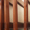 Wooden door with hammered glass panel (H. 205 cm x W. 91 cm) -