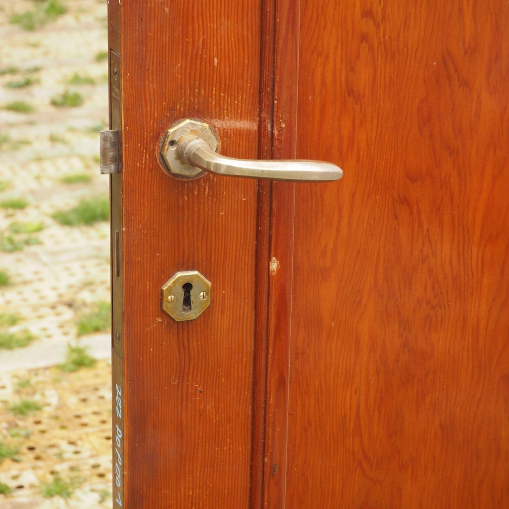 Wooden door with hammered glass panel (H. 205 cm x W. 91 cm) -