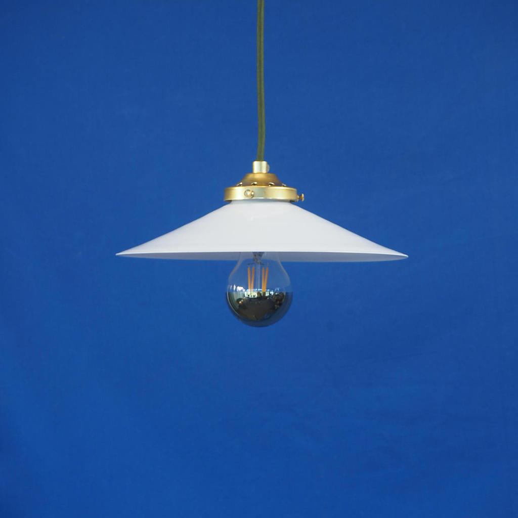 Hanging light 'Mario' with shade in opaline glass