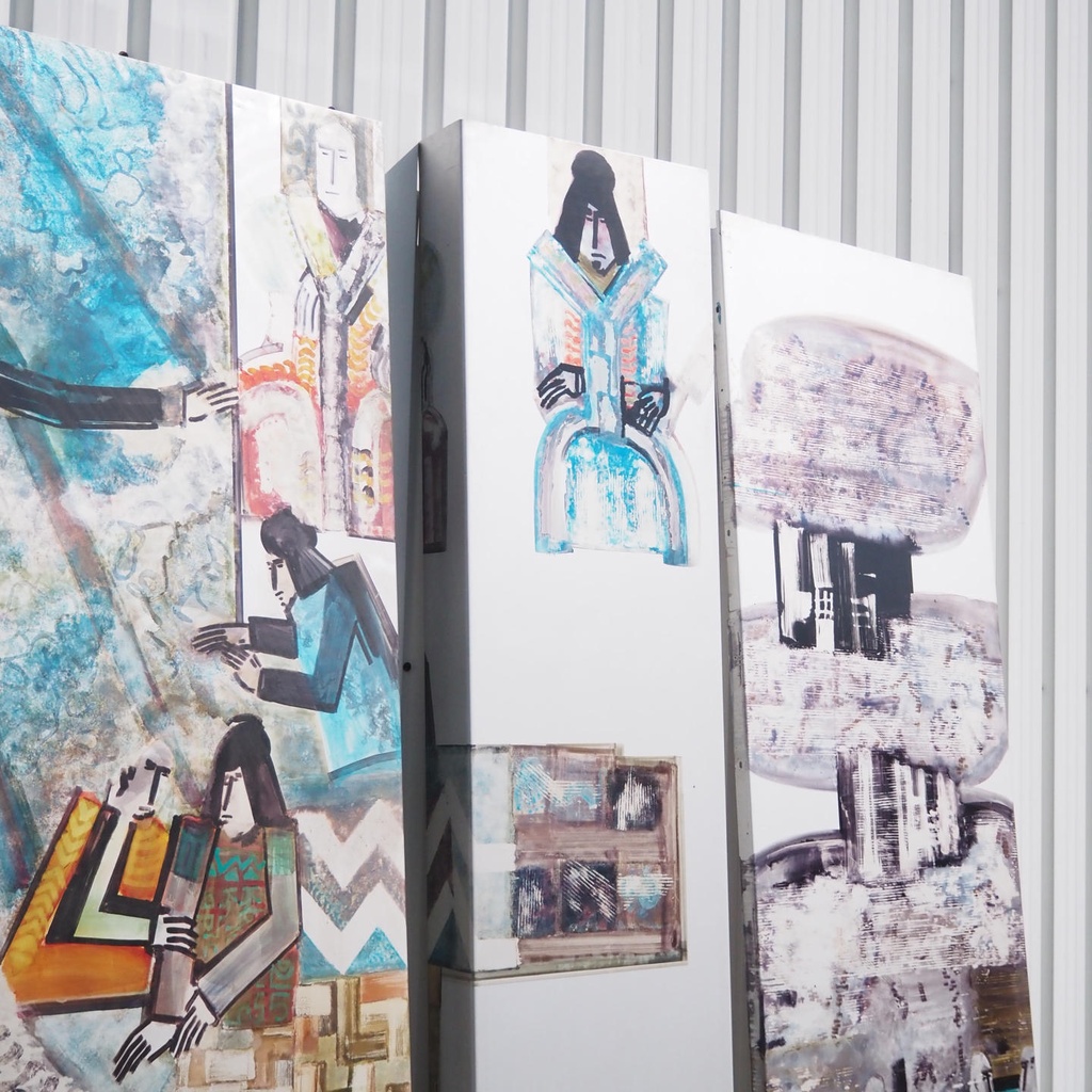 Set of aluchromie panels by Ralph Cleeremans (285 cm high) - Set 02