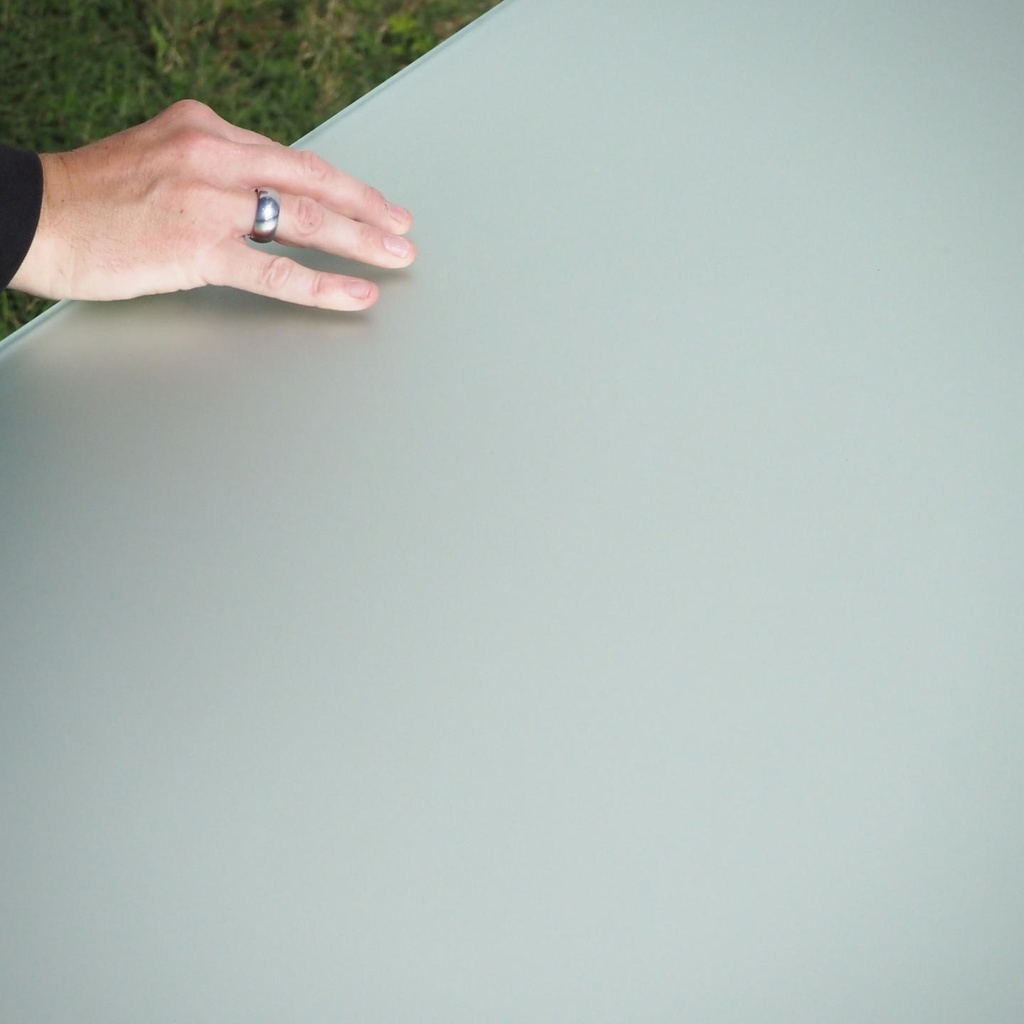 Table by Luc Vincent for Bulo with frosted tempered glass top (200 x 80 ...