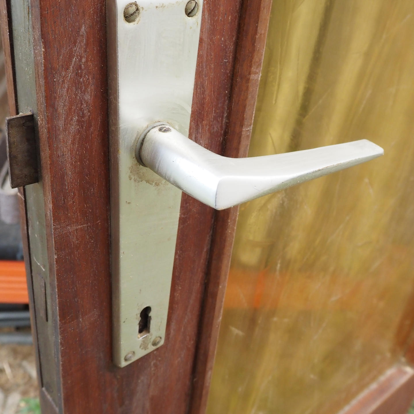 Wooden door with textured glass panel (H. 200,5 cm x W. 73 cm) - Left