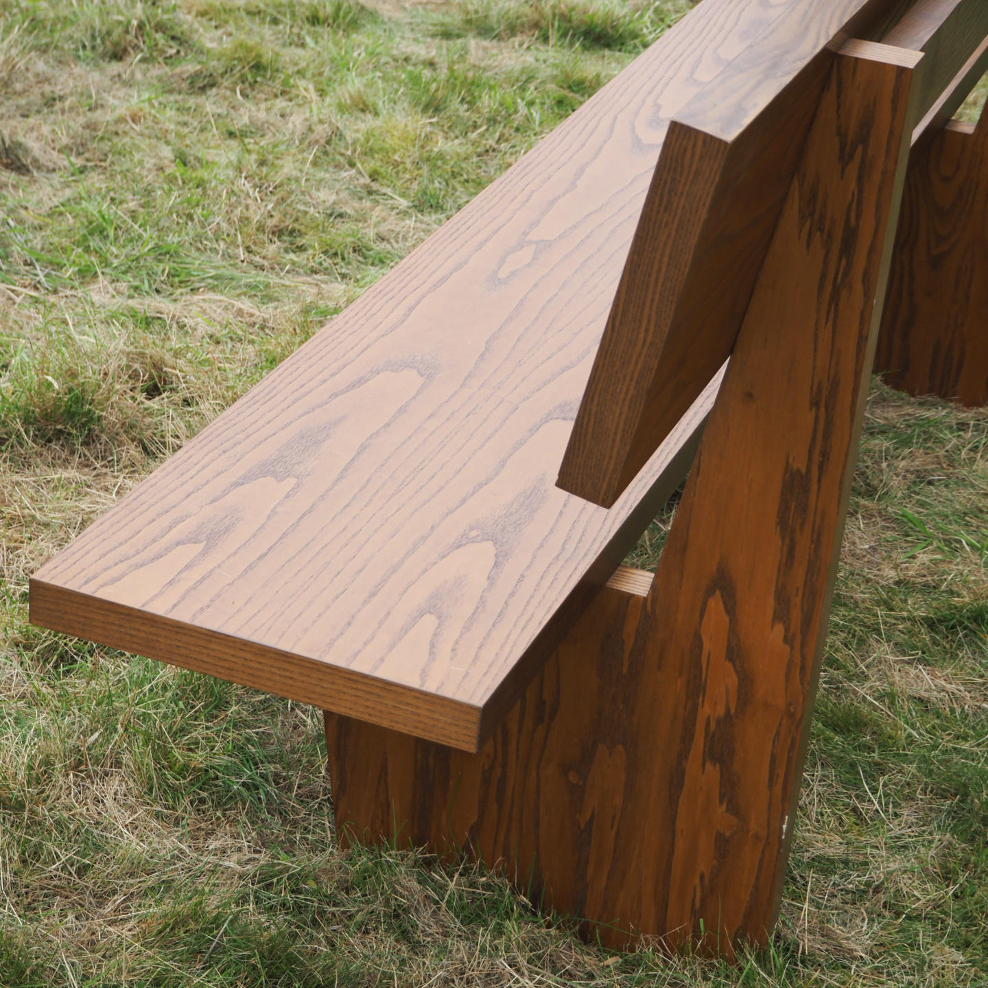 Bench with backrest in veneered wood (L. 200 cm)