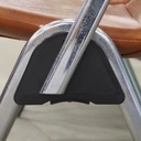 Stackable chair with armrest in brown synthetic leather and chromed legs from Antwerp's Court of Appeal