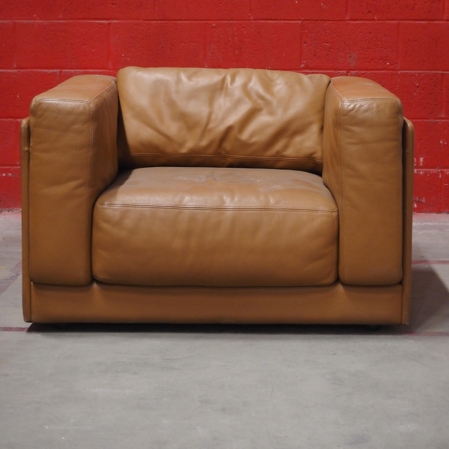 Armchair in brown synthetic leather by Durlet