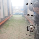 Door in stainless steel from the Générale de Banque (H. 198 x 92,5 cm)