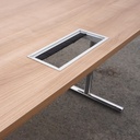 Folding table with chromed steel legs and laminated tabletop with cable hole by Howe (L. 107 or 145 cm)