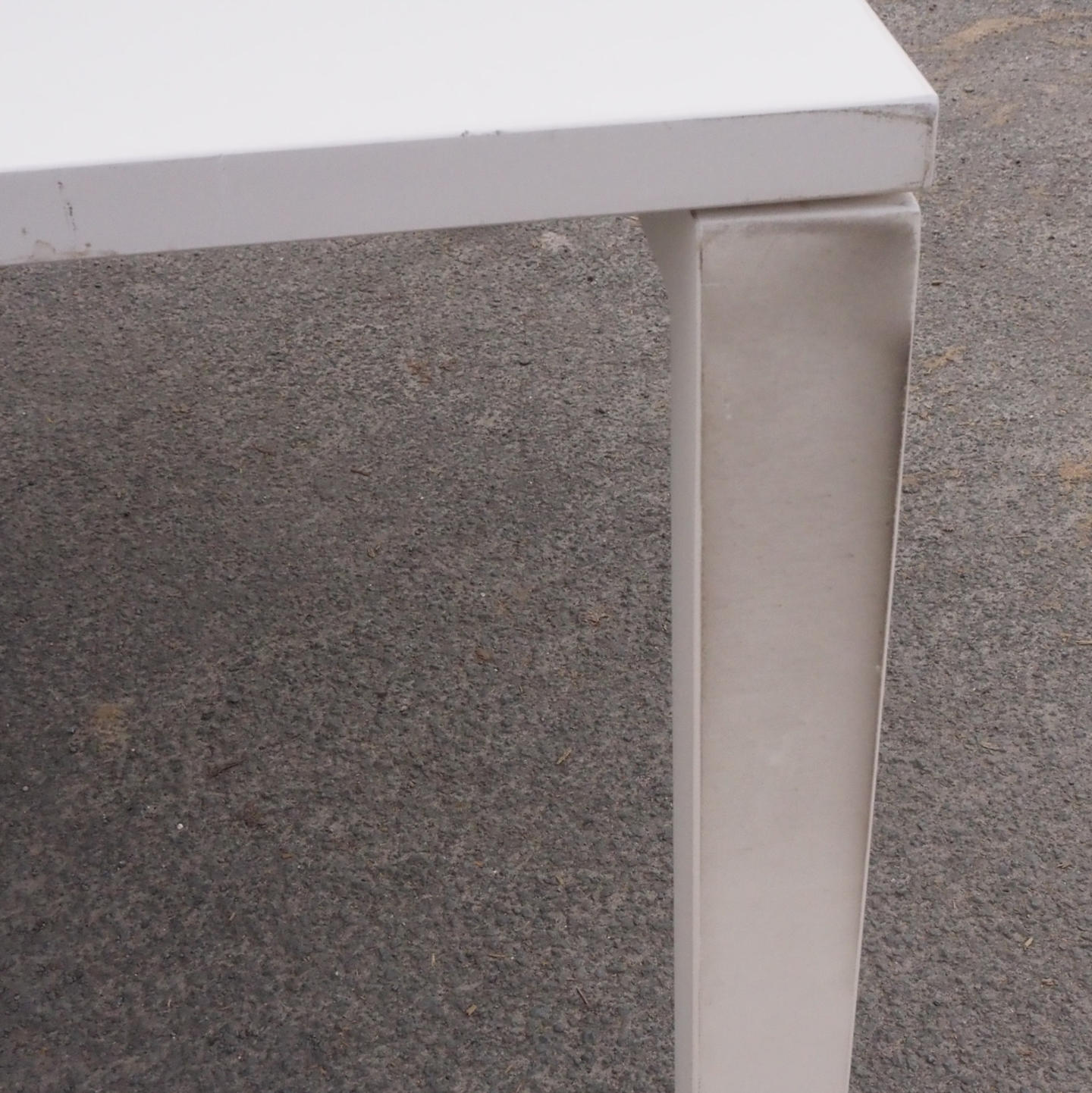 Large office table with laminated tabletop, powder coated steel legs and cable holes by Vitra (200 x 160 cm)