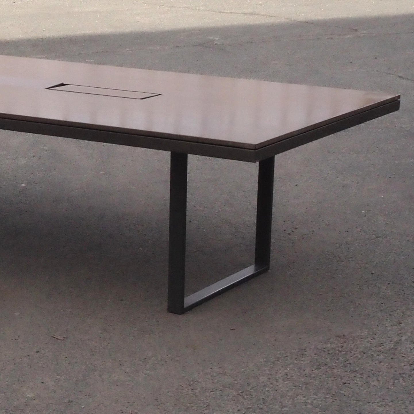 Office table with laminated tabletop, powder coated steel legs and cable holes (240 x 120 cm)