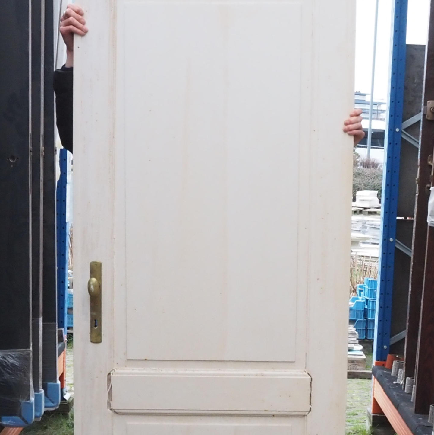 Painted door in solid pine (H. 219,5 cm x W. 86 cm) - Right