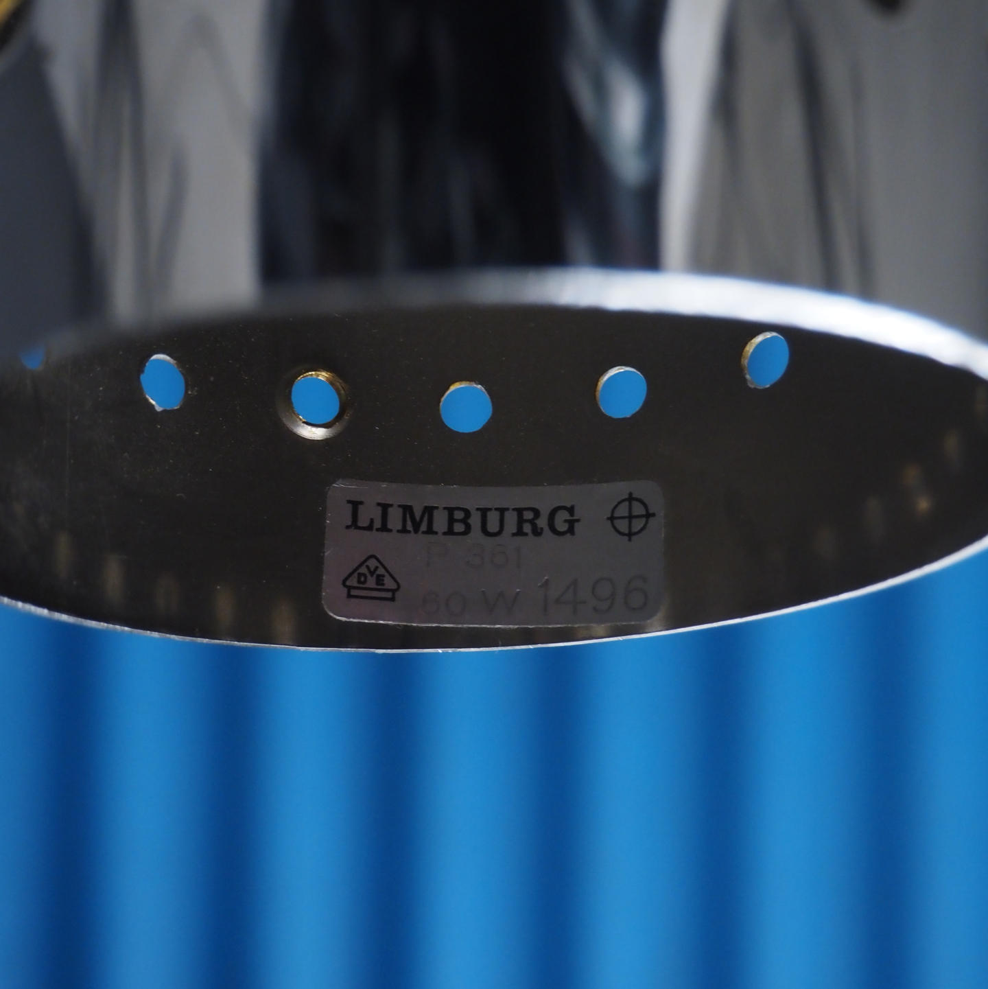 Hanging light in chromed steel and glass by Glashütte Limburg (ca. 1970)