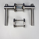 Door handle in stainless steel with key rosette