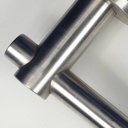 Door handle in stainless steel with key rosette