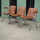 Stackable chair in brown synthetic leather from Antwerp's Court of Appeal