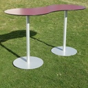 Table with orange laminated tabletop and powder coated steel legs by bene
