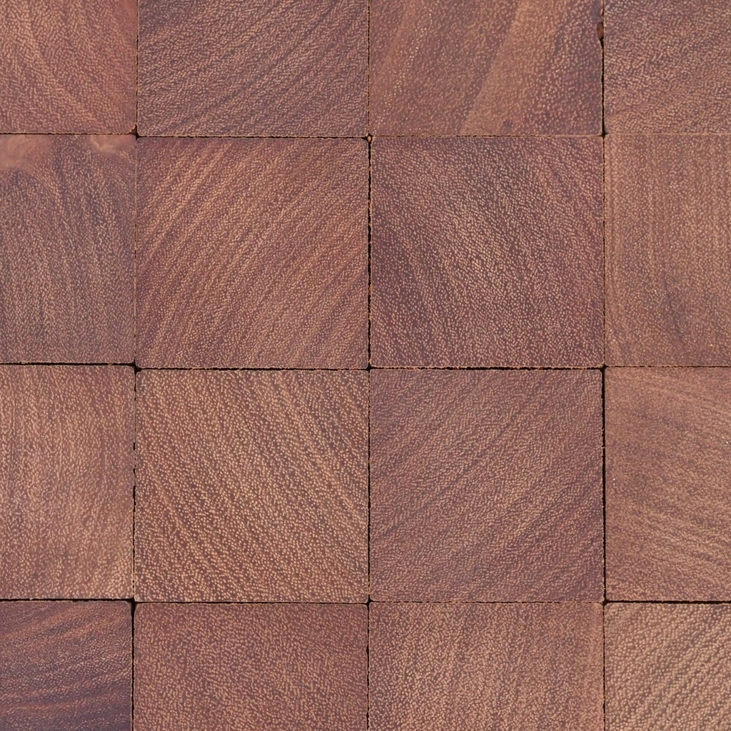 Reclaimed end grain parquet in afzelia wood (7 x 7 cm) - Sold per m2