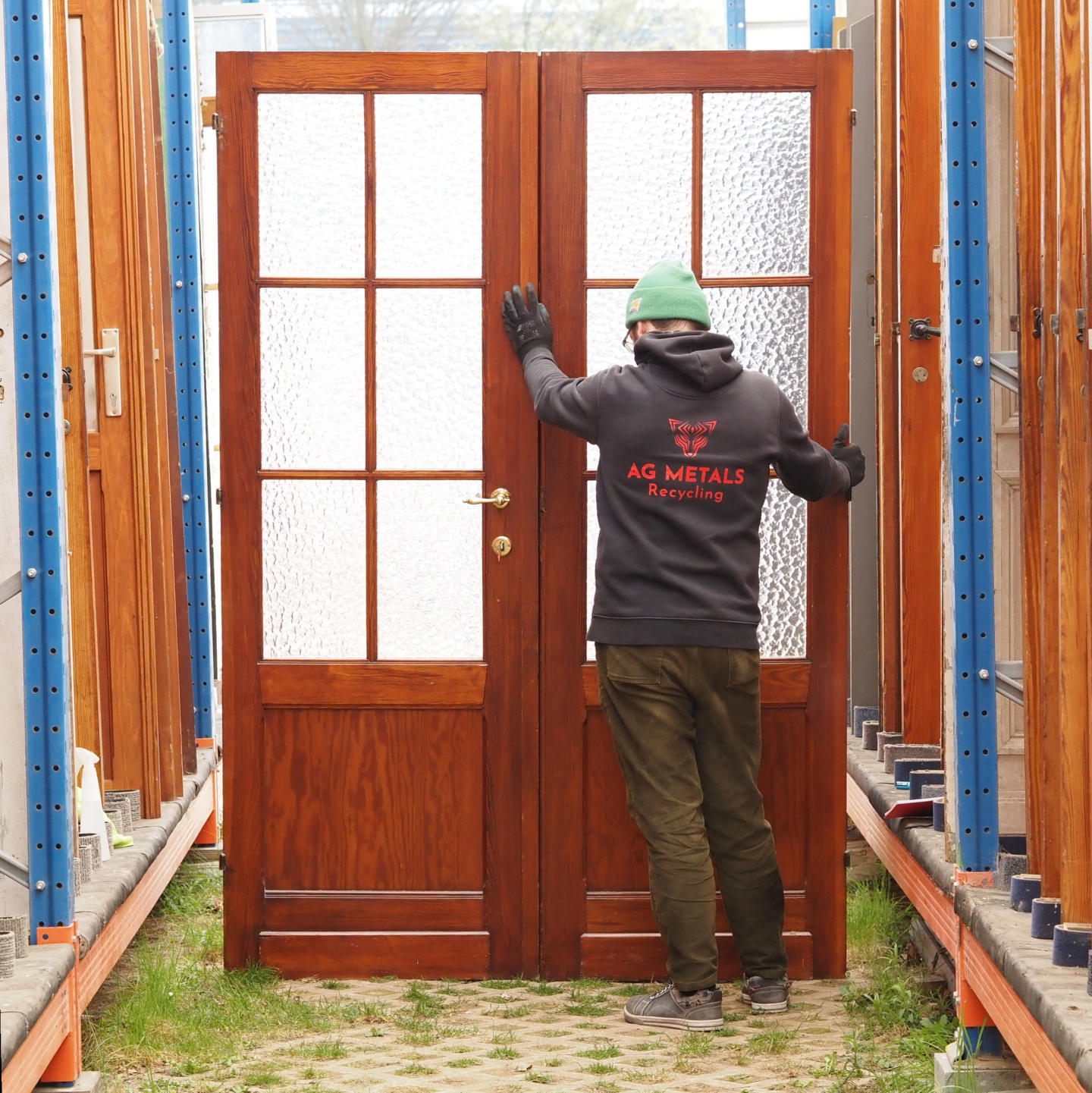 Double door with glass panels (H. 227 cm x W. 152 cm) - Right