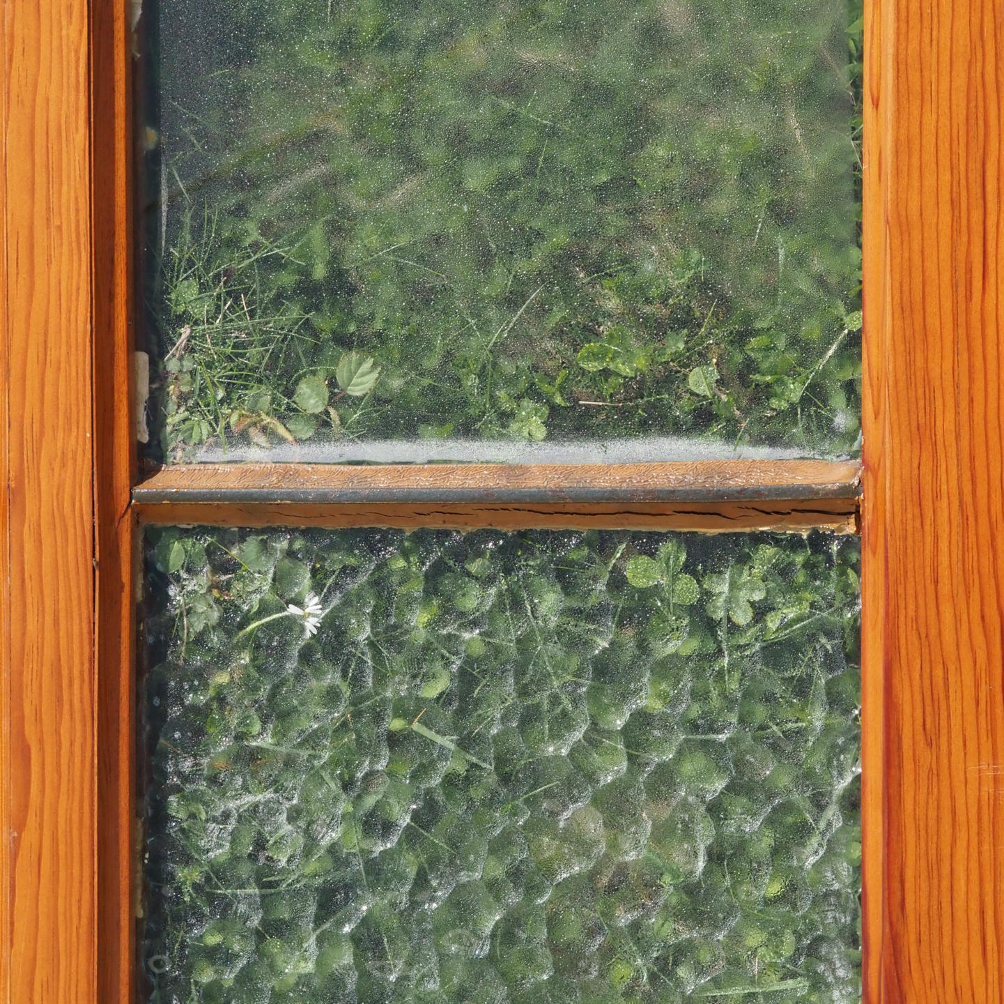 Quatruple door with transom in varnished solid pine with glass panels (H. 390 cm x W. 266 cm) - Right