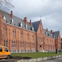 Door in varnished solid pine from Opwijk monastery (H. 246 cm x W. 87 cm) - Right/Left