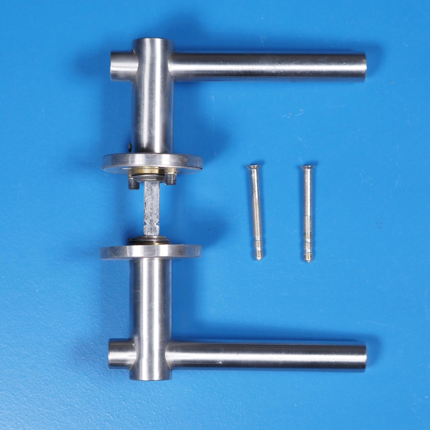 Door handle in brushed stainless steel