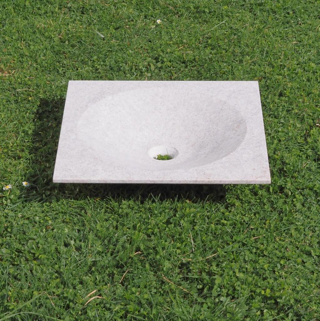 Square basin in natural stone (L/W. 44 cm) - White