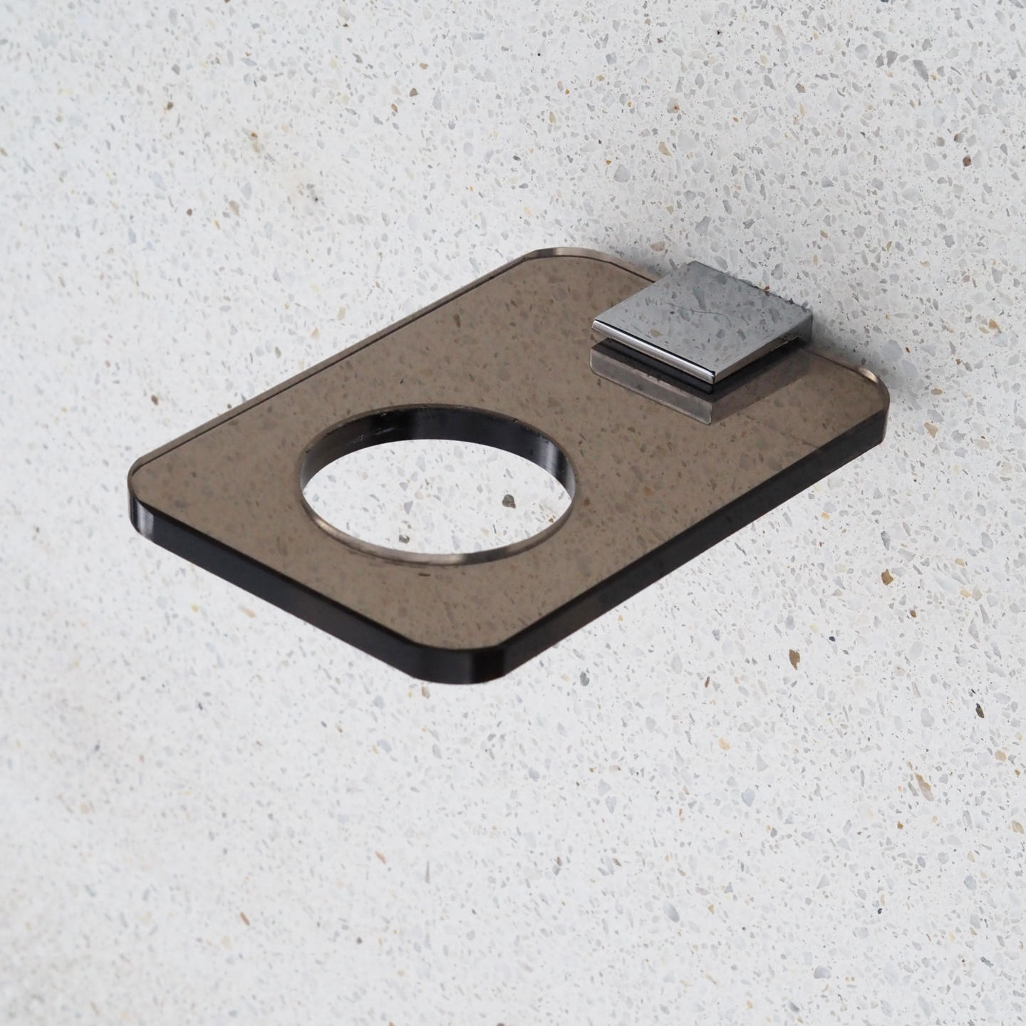 Glass holder in smoked tempered glass by Veca
