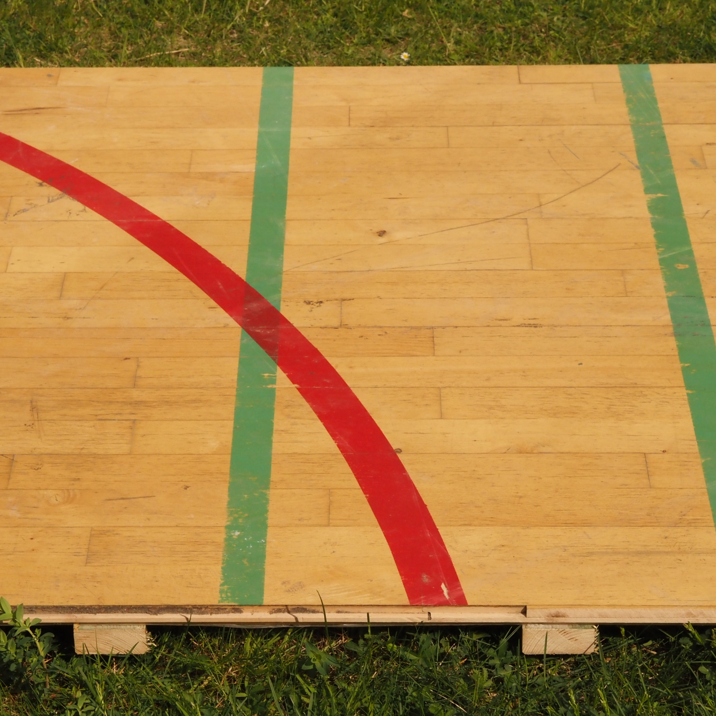 Gymnasium flooring panel in varnished solid beech (222 x 122 cm) - Sold per panel
