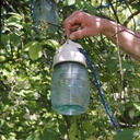 Outdoor industrial lantern with porcelain base and ribbed glass